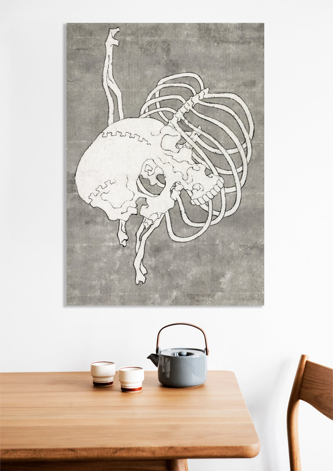 Obraz Skull and Ribcage, Hokusai Japoński Vintage do Salonu