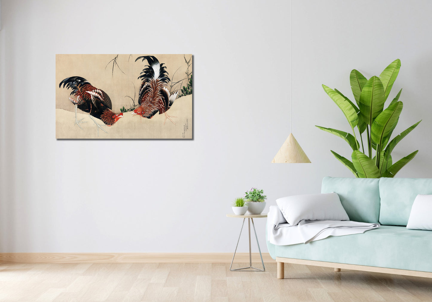 Obraz Gamecocks, Hokusai Japoński Vintage do Salonu