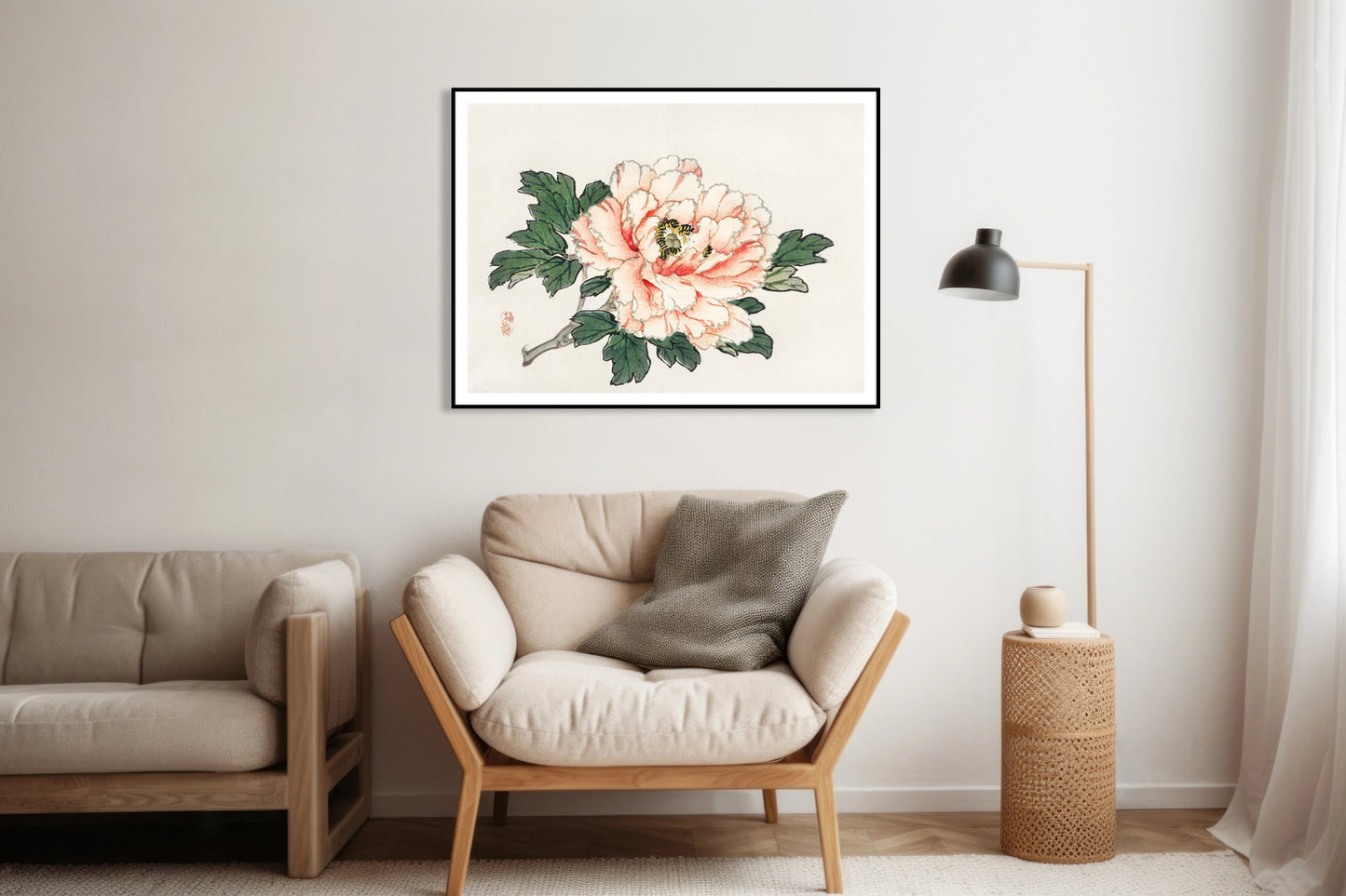 Plakat Pink Rose, Kōno Bairei Japoński Vintage do Salonu