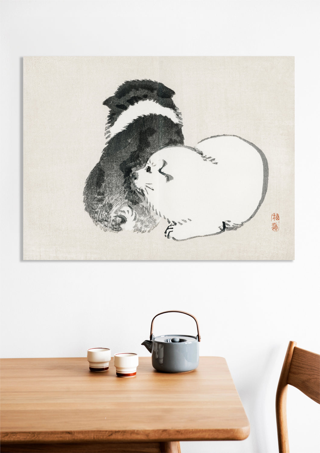 Obraz Black and White Puppies, Kōno Bairei Vintage do Salonu