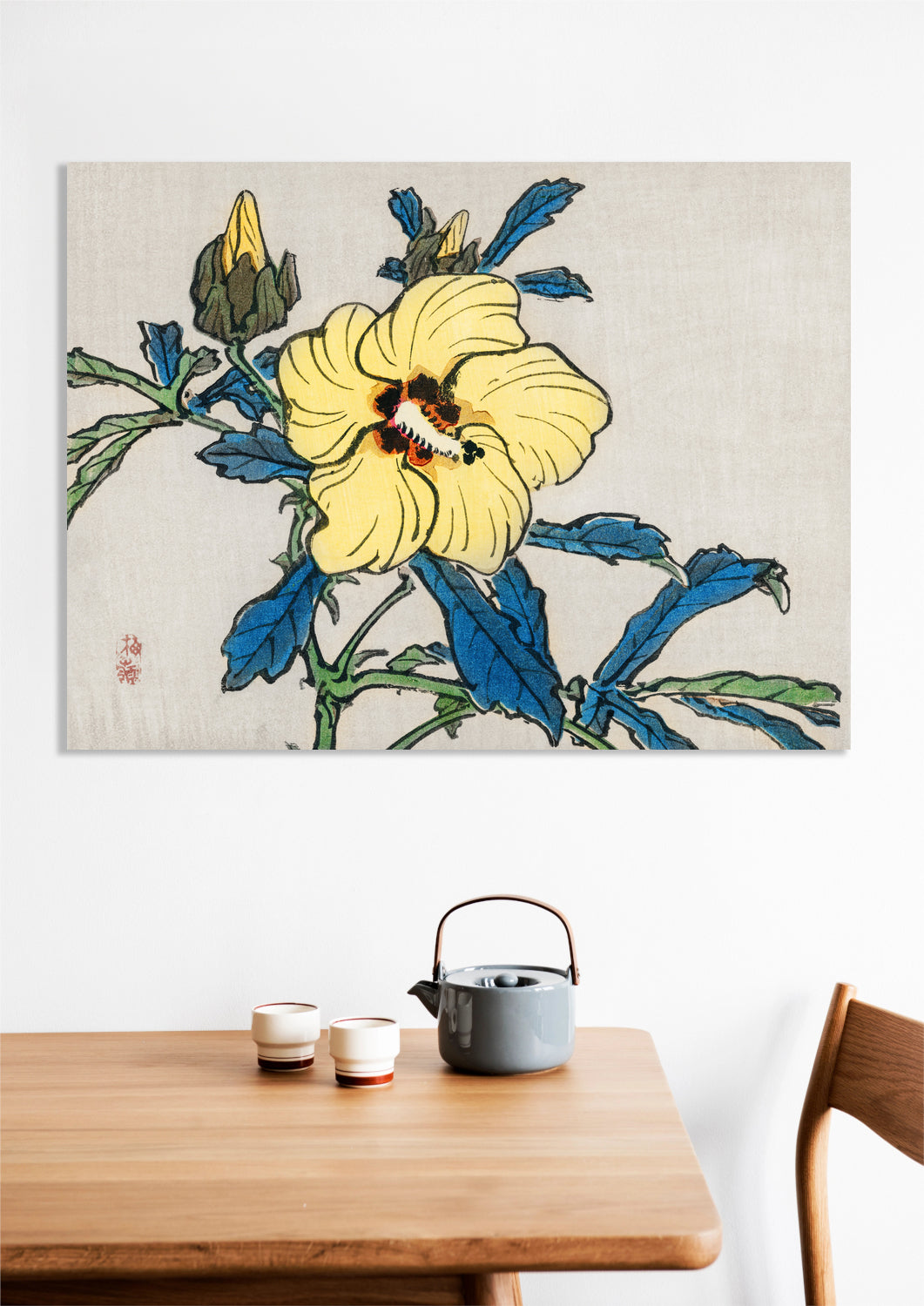 Obraz Hibiscus, Kōno Bairei Japoński Vintage do Salonu