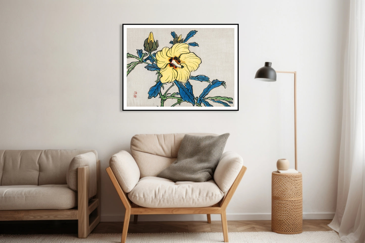 Plakat Hibiscus, Kōno Bairei Japoński Vintage do Salonu