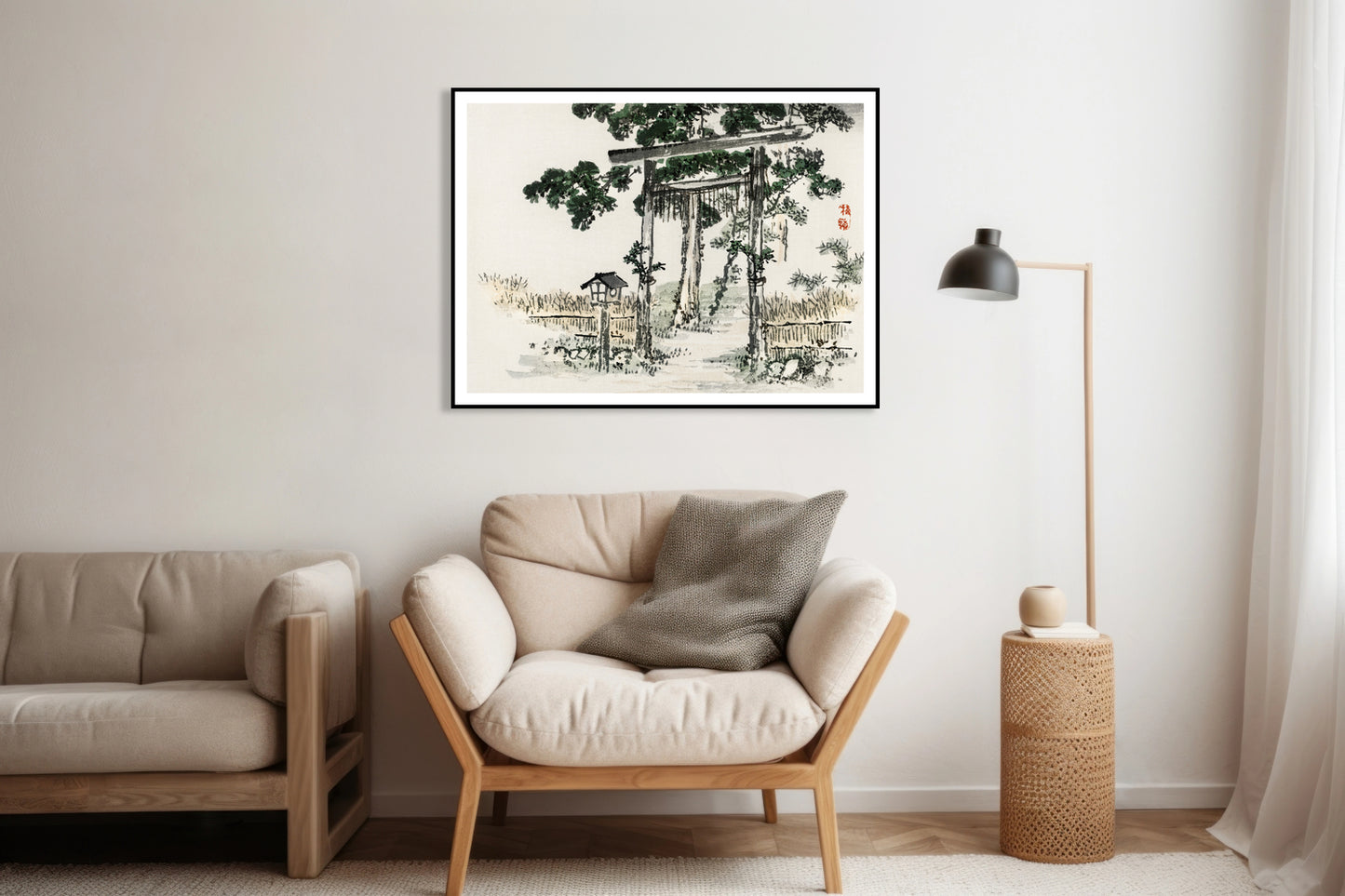 Plakat Shrine Gate, Kōno Bairei Japoński Vintage do Salonu