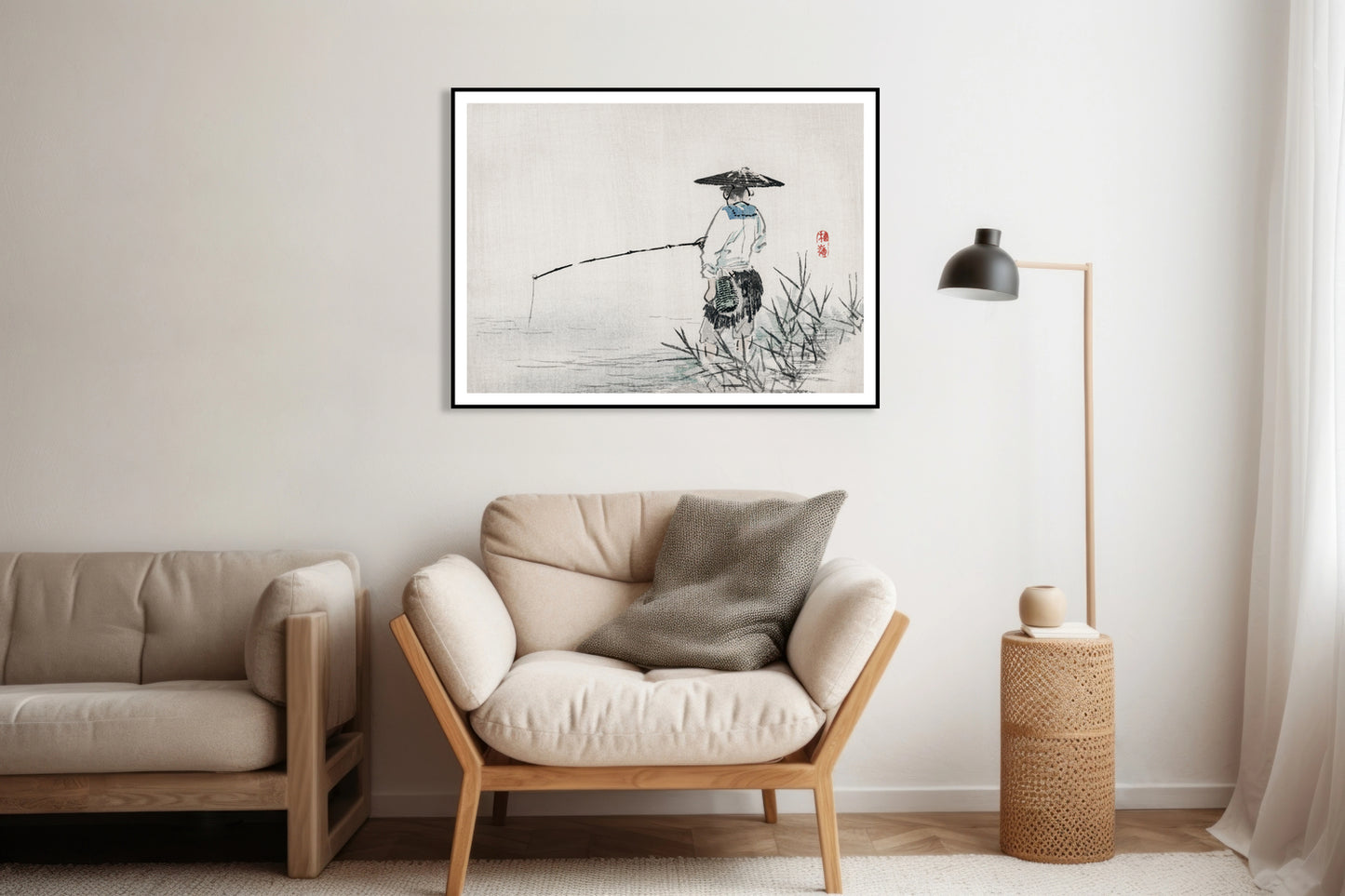 Plakat Fisherman, Kōno Bairei Japoński Vintage do Salonu