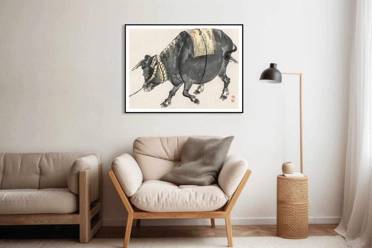 Plakat Black Bull, Kōno Bairei Japoński Vintage do Salonu