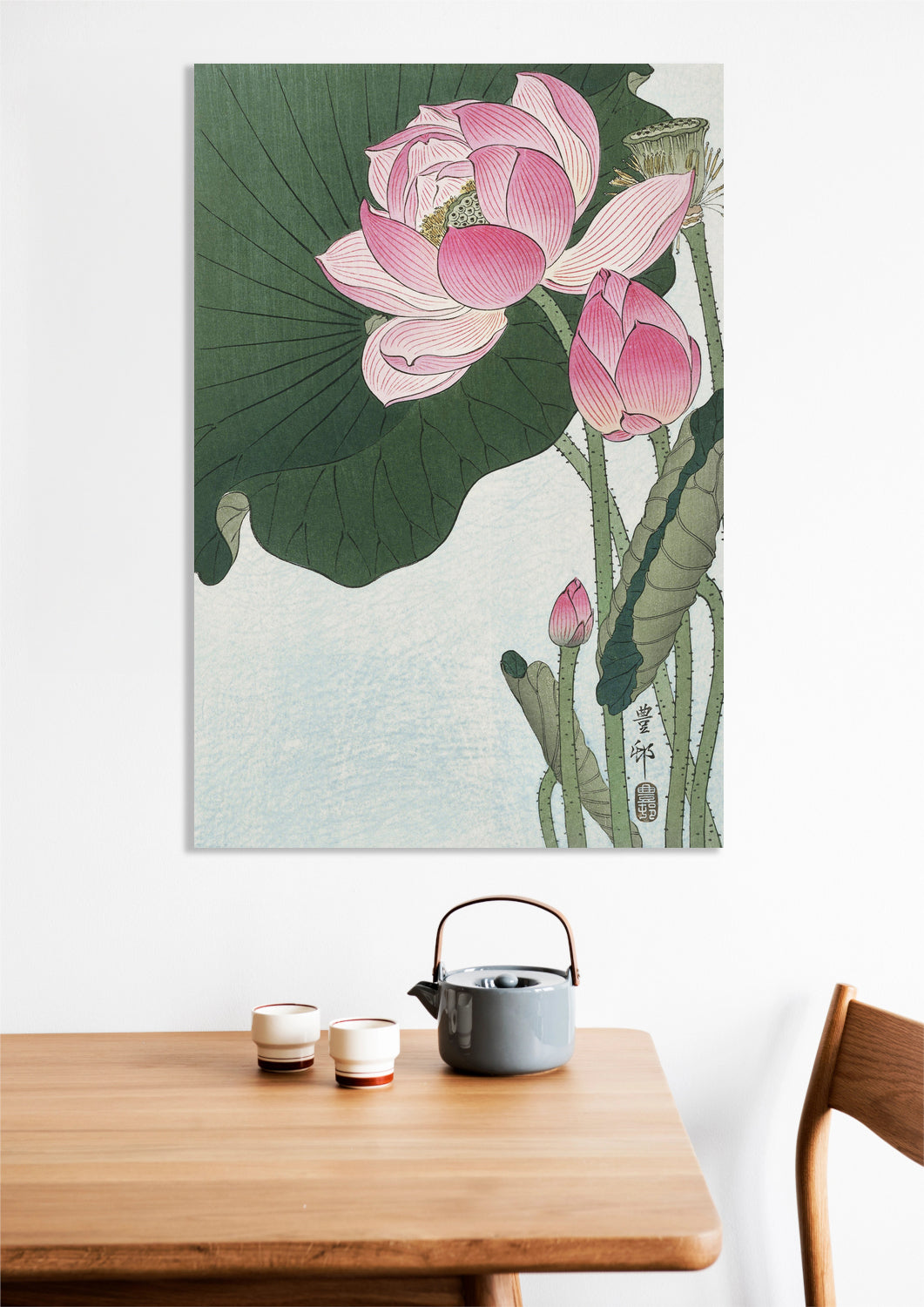 Obraz Blooming Lotus Flowers, Koson Japoński Vintage do Salonu