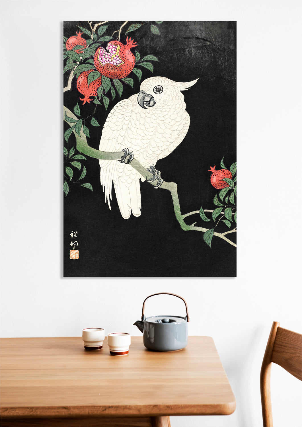 Obraz Cockatoo and Pomegranate, Koson Japoński Vintage do Salonu