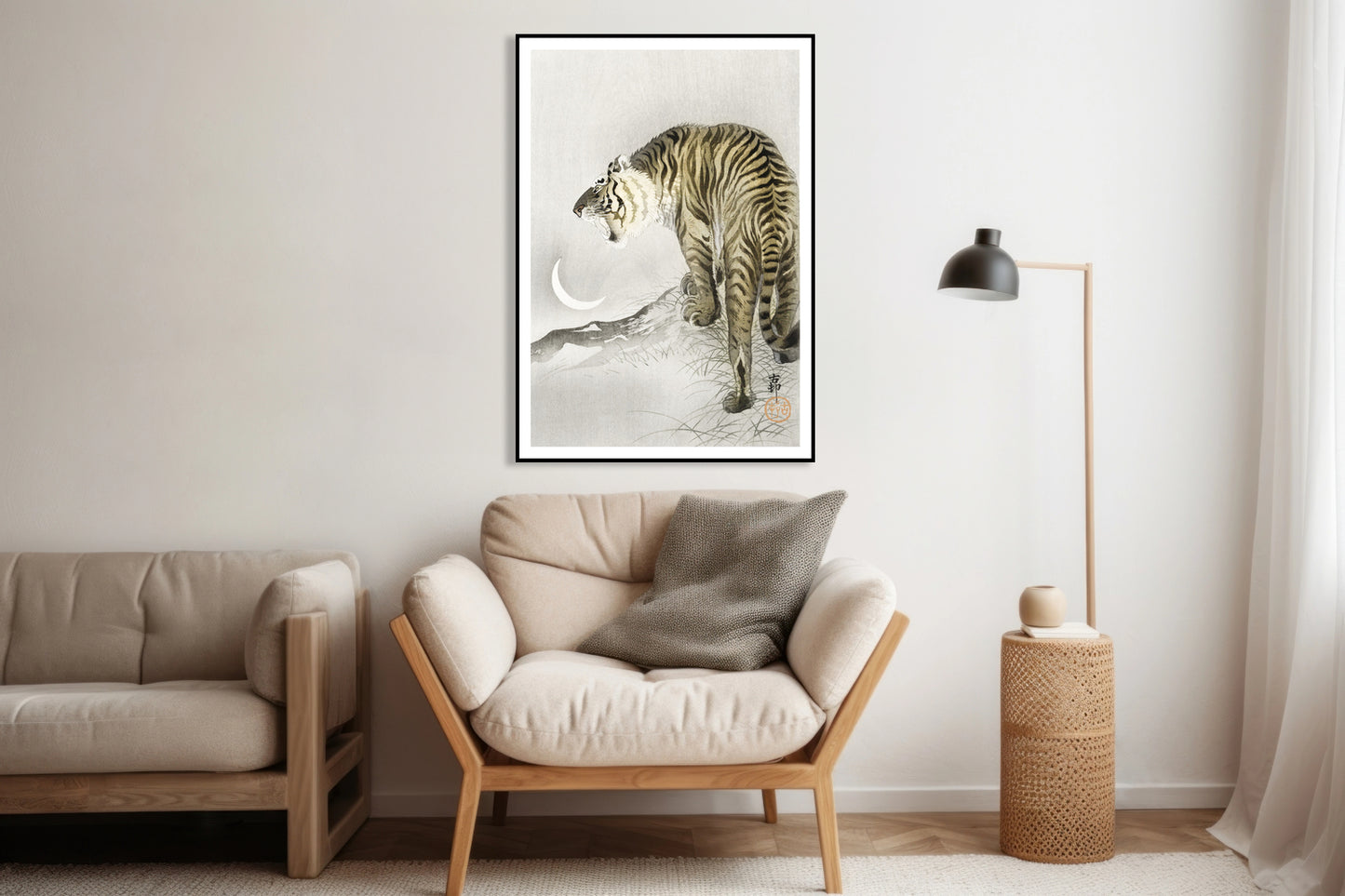 Plakat Roaring Tiger, Koson Japoński Vintage do Salonu