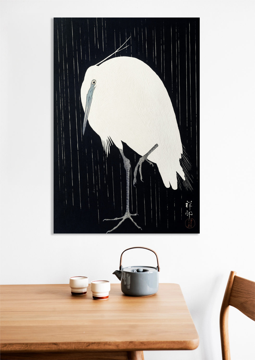 Obraz Egret in The Rain, Koson Japoński Vintage do Salonu