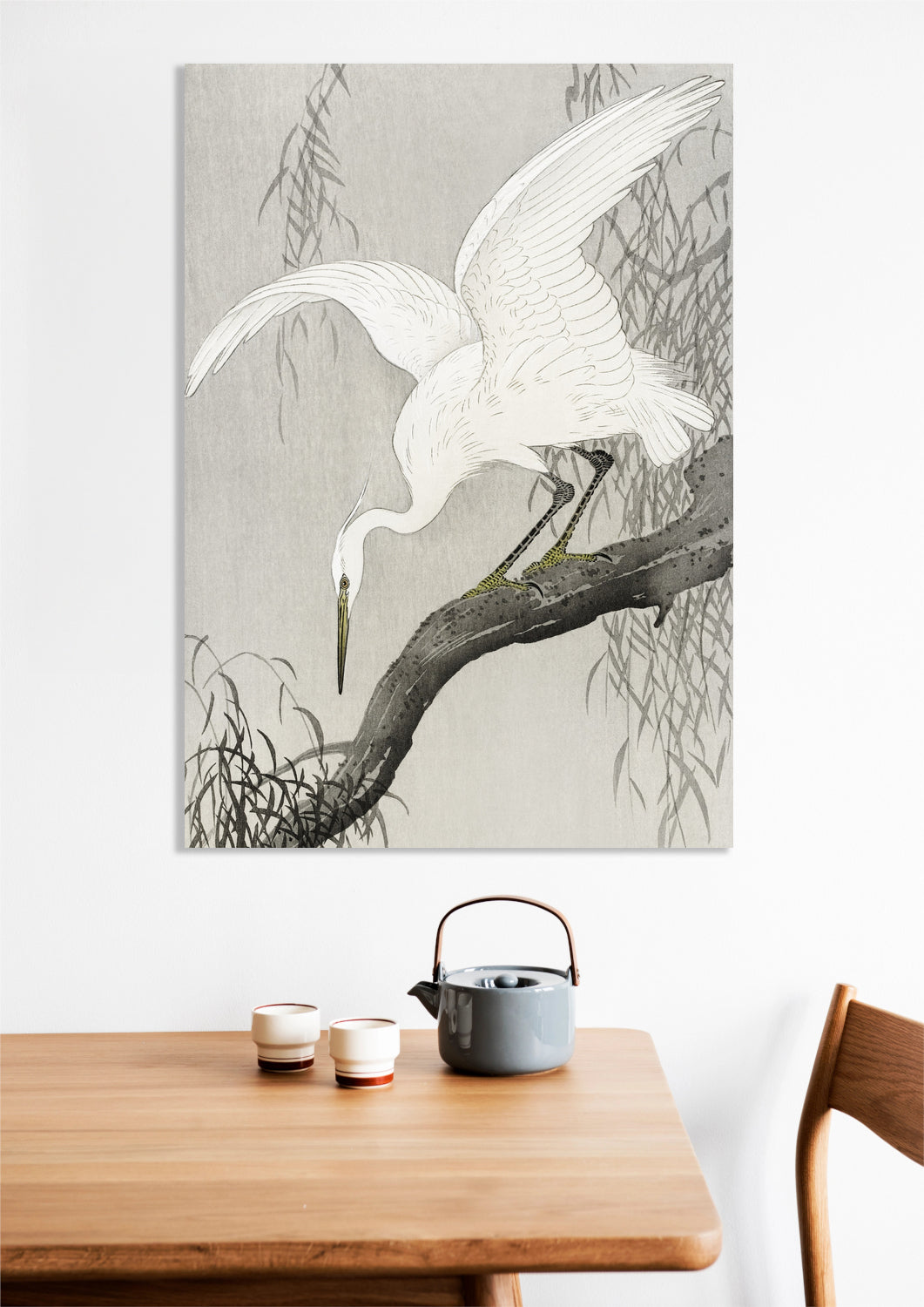 Obraz White Heron on Tree, Koson Japoński Vintage do Salonu