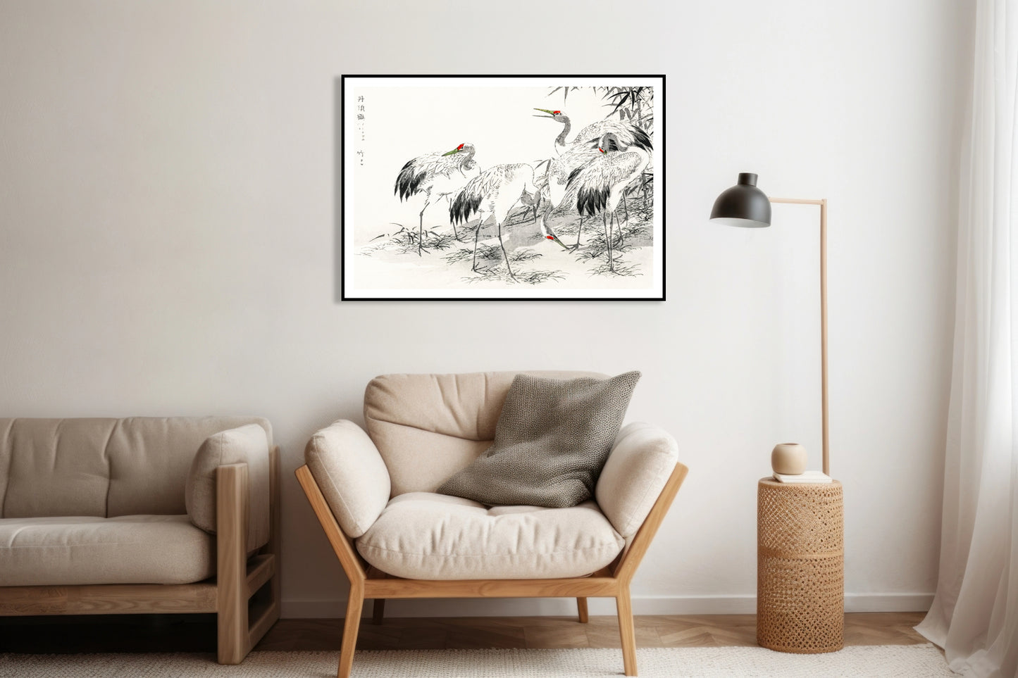 Plakat Japanese Crane, Kashu Japoński Vintage do Salonu