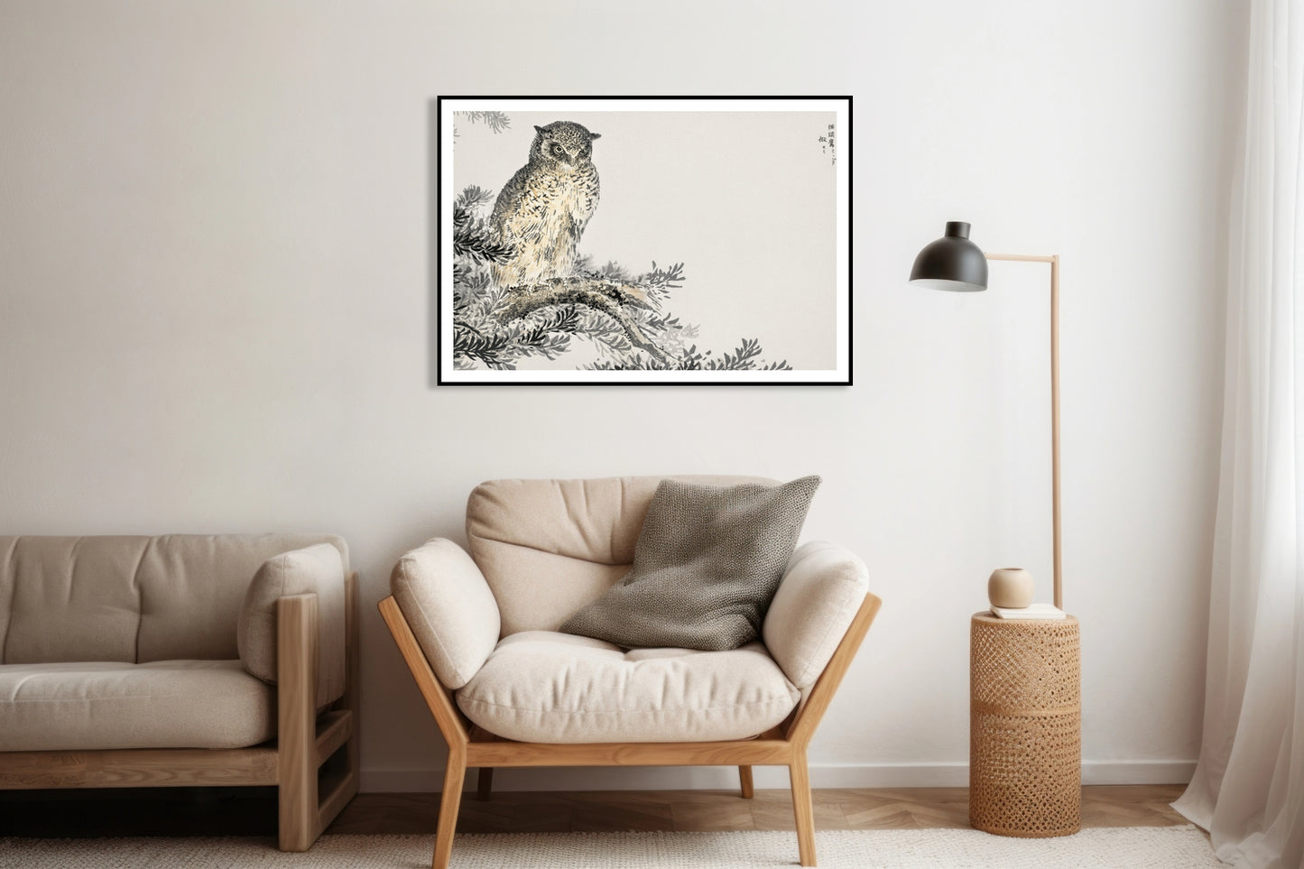 Plakat Japanese Scops Owl, Kashu Vintage do Salonu