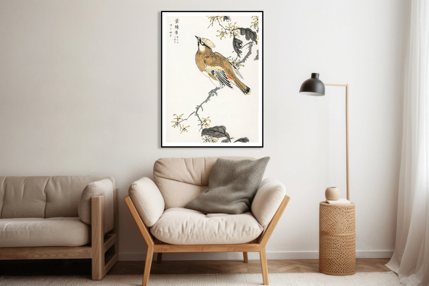 Plakat Eastern Waxwing, Kashu Japoński Vintage do Salonu