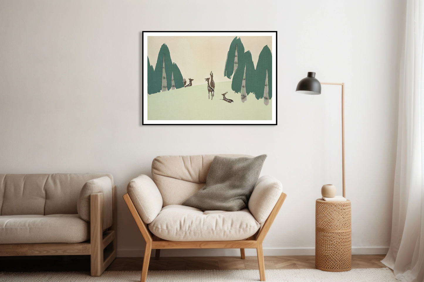 Plakat Deer, Sekka Japoński Vintage do Salonu