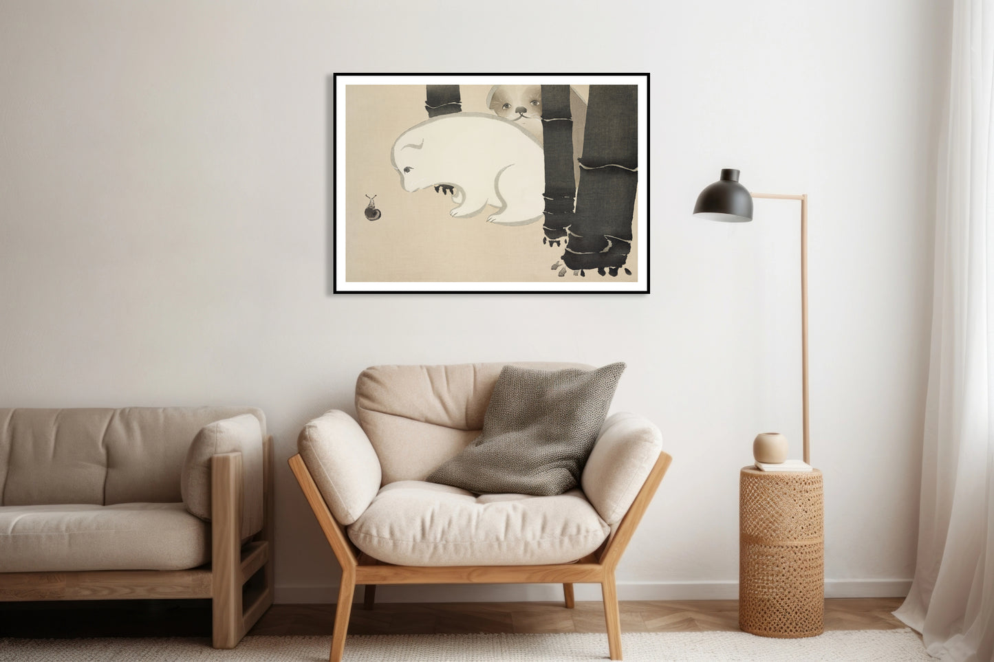 Plakat Dog and Snail, Sekka Japoński Vintage do Salonu
