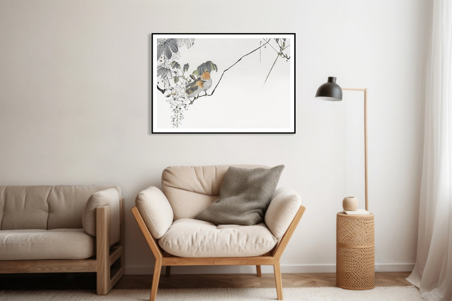 Plakat Two Sparrows, Seitei Japoński Vintage