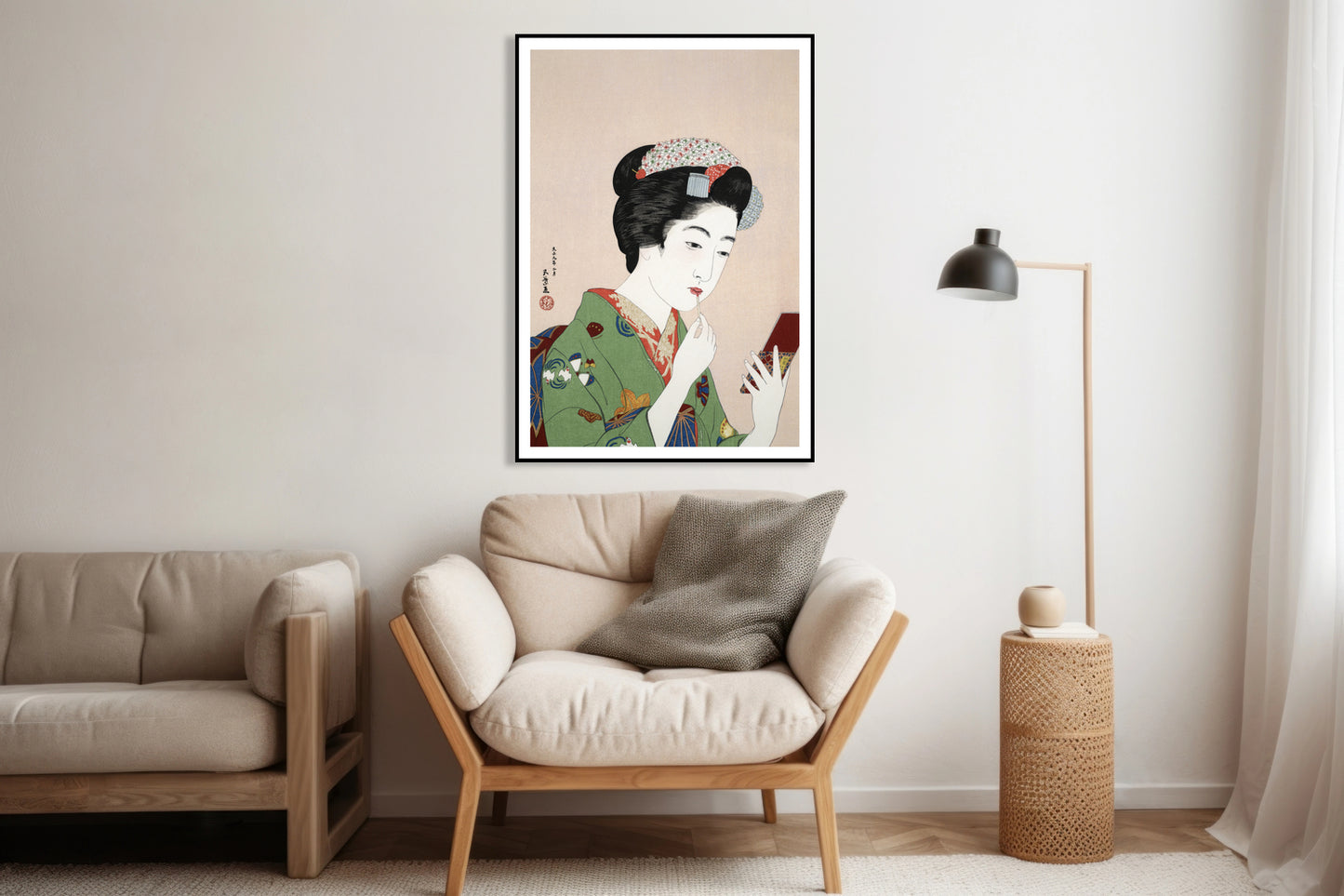 Plakat Woman Applying Rouge, Hashiguchi Japoński Vintage