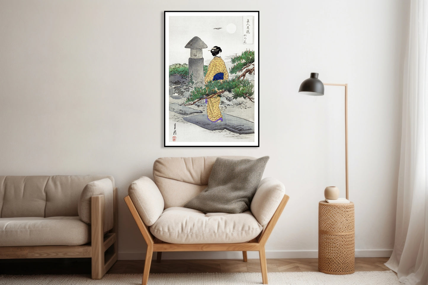 Plakat Full Moon, Gekko Japoński Vintage do Salonu