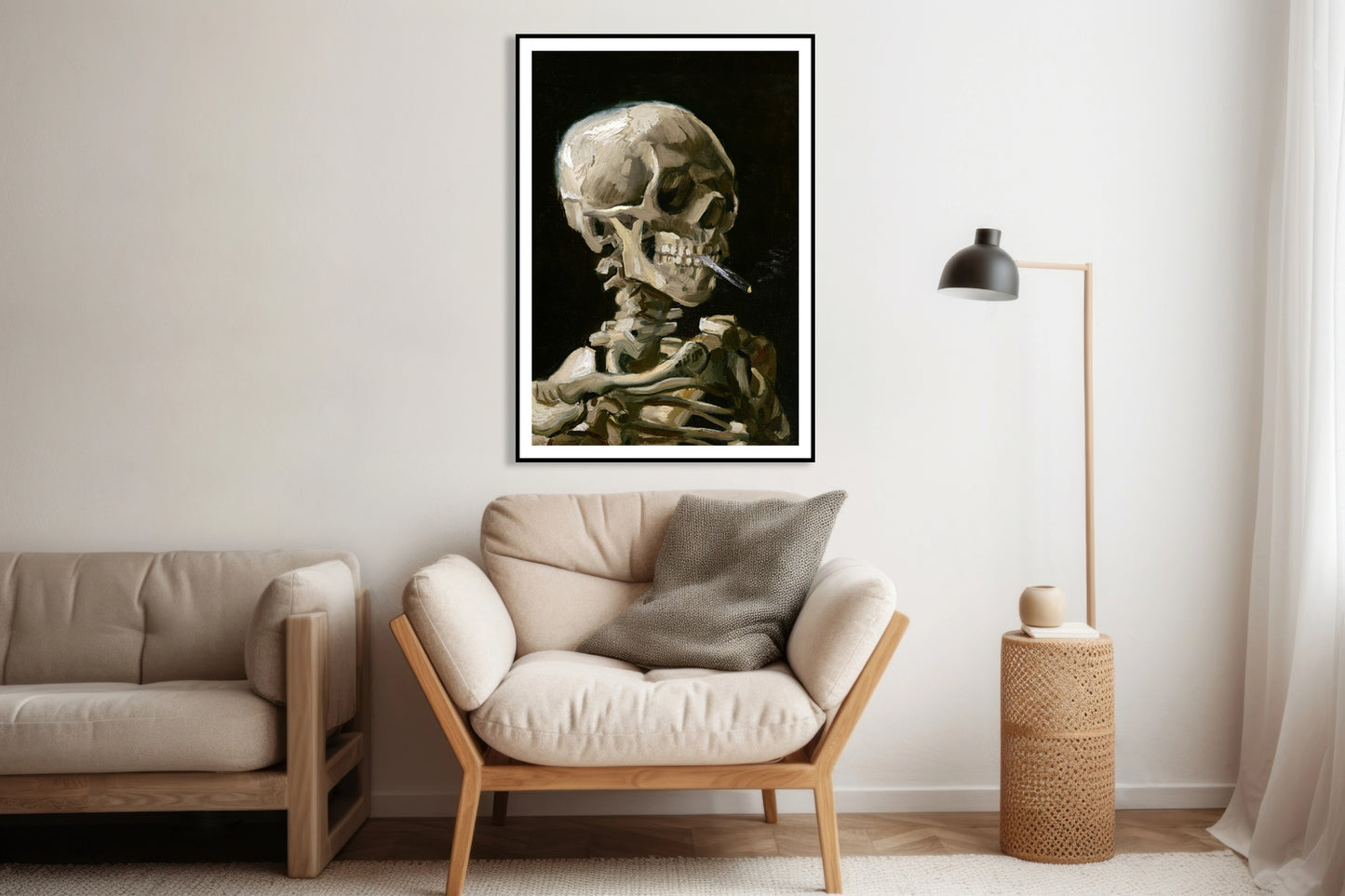 Plakat Czaszka z Palącym się Papierosem, Van Gogh Vintage