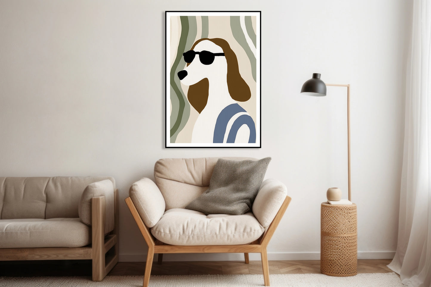 Plakat Psina Minimalistyczny , Wnętrza Styl Skandynawski, Boho