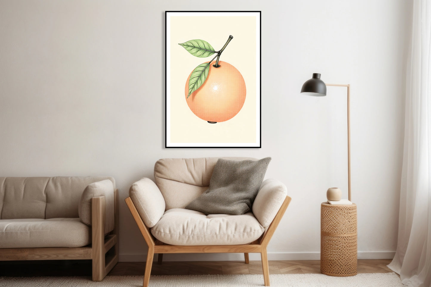 Plakat Oranż Minimalistyczny , Wnętrza Styl Skandynawski, Boho