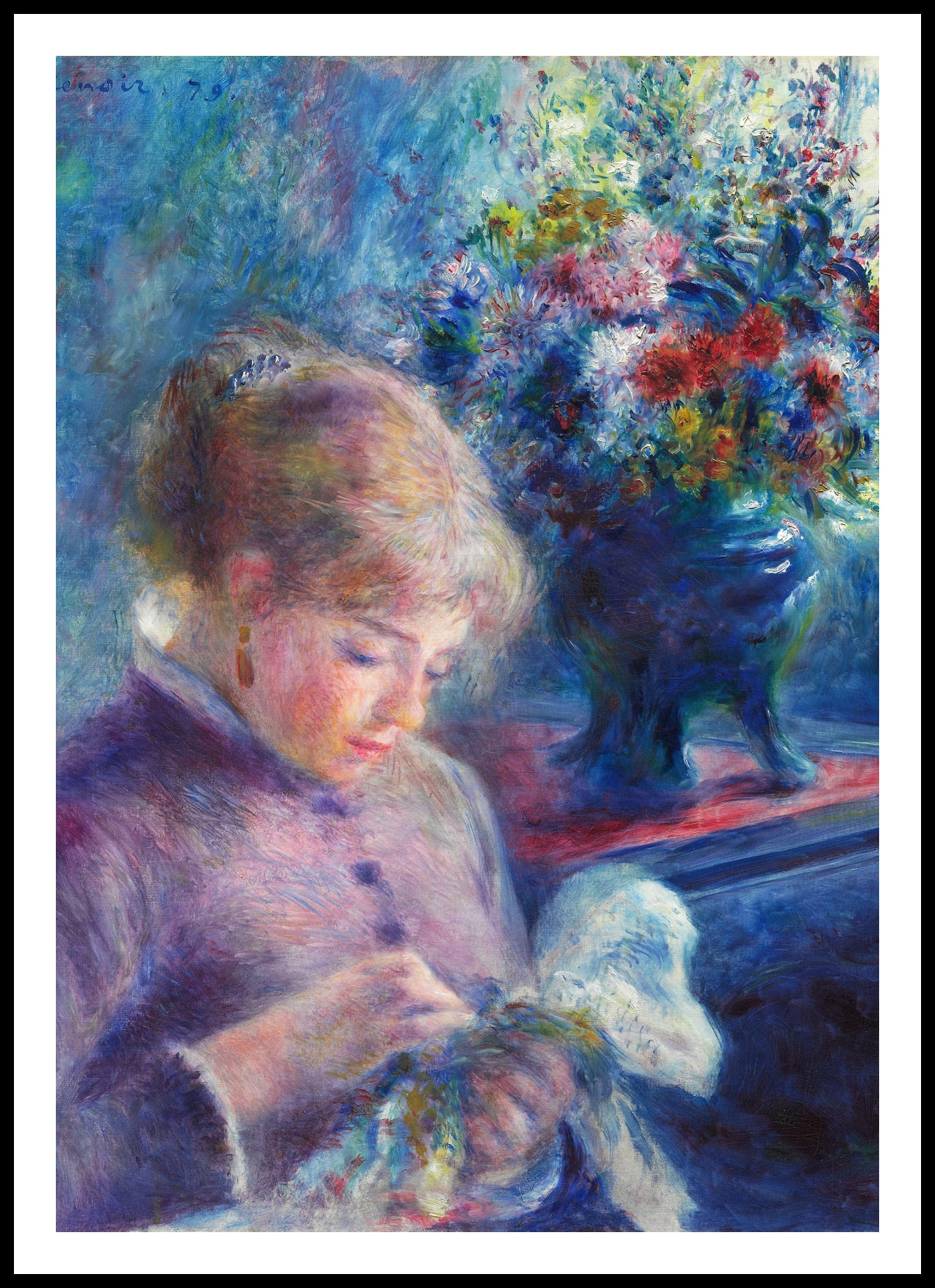 Plakat Young Woman Sewing, Pierre-Auguste Renoir do Salonu