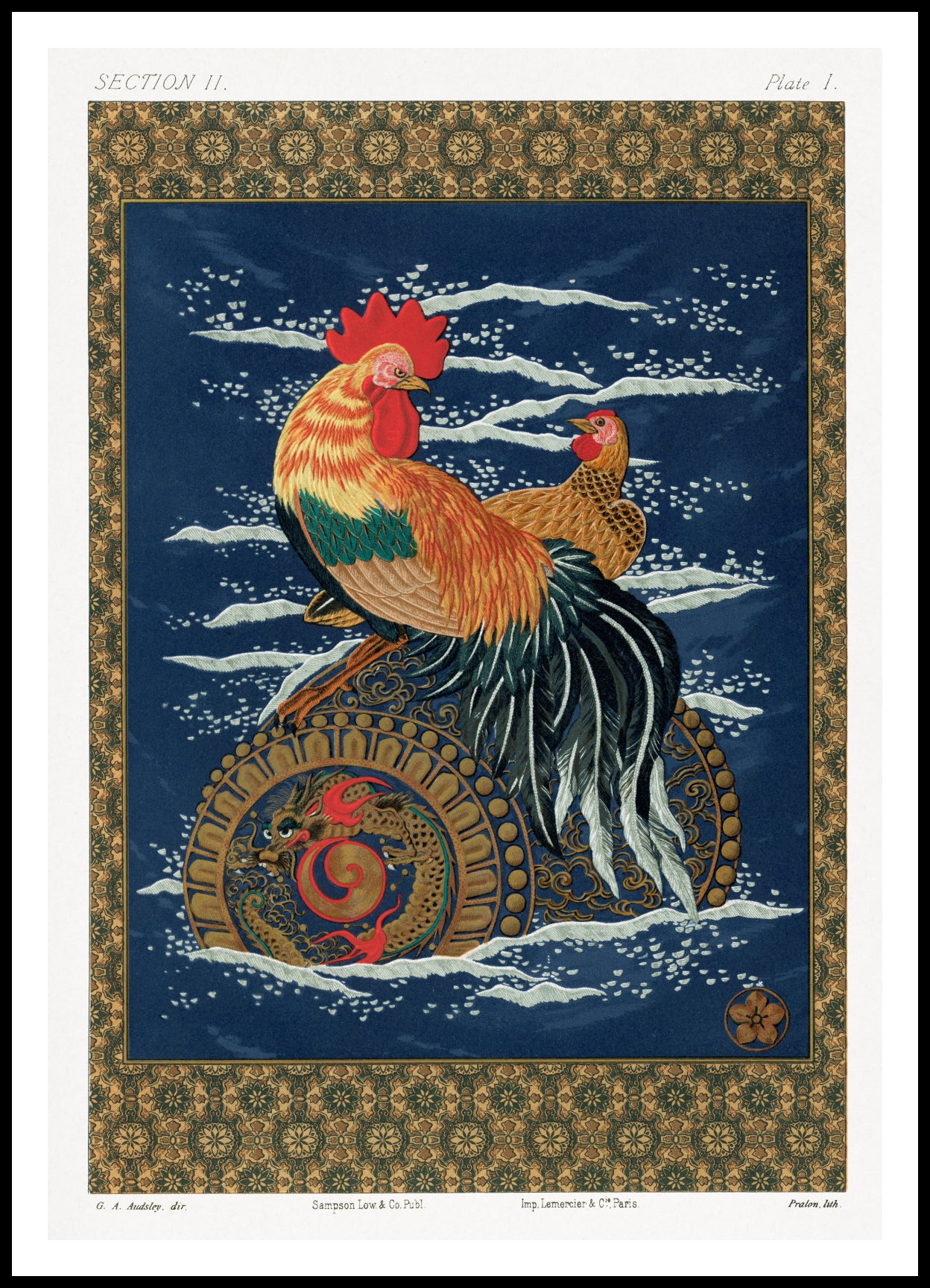Plakat Kogut i Kura, G.A. Audsley Vintage do Salonu