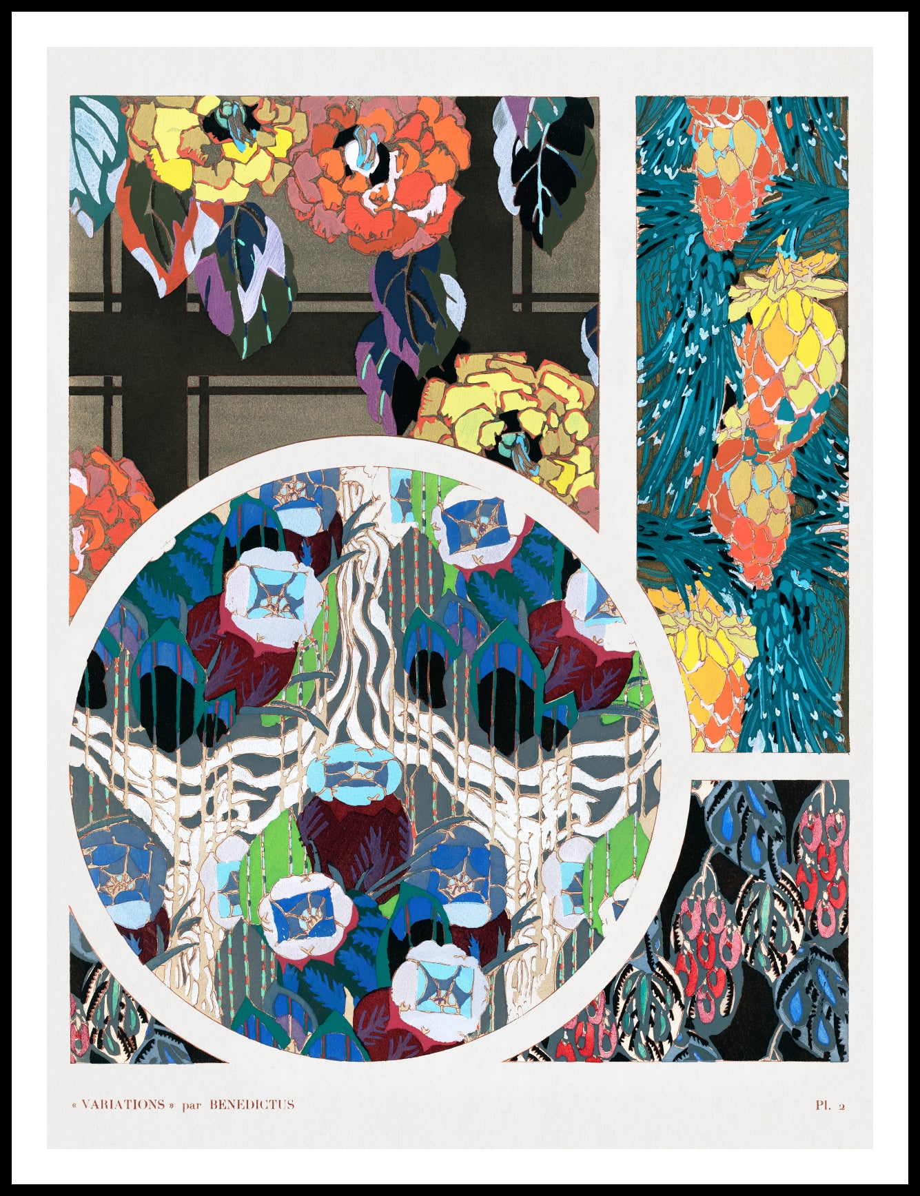 Plakat Kwiaty Art Deco v.2, Bénédictus Vintage do Salonu