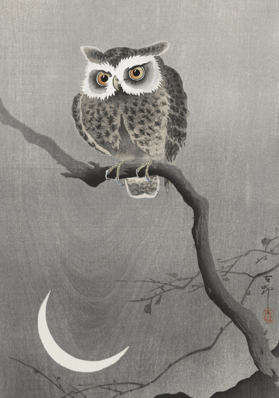 Plakat „Puchacz z Długimi Uszami w Blasku Księżyca” – Koson