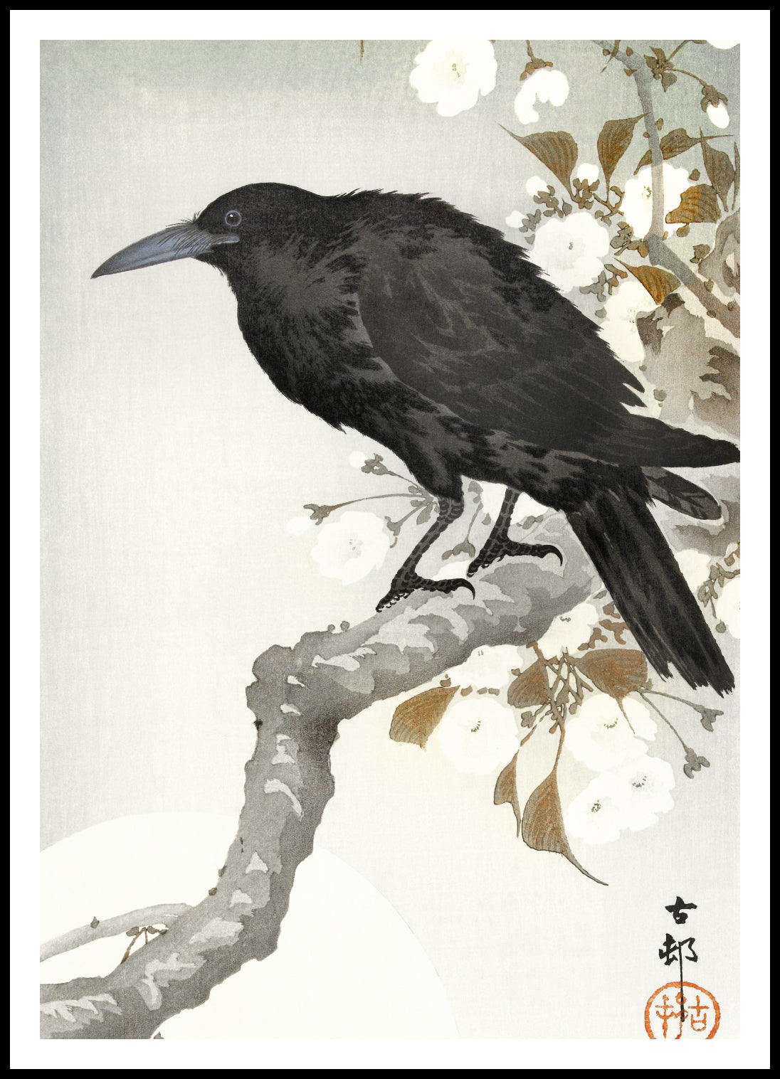Plakat Czarny Kruk na Gałęzi - Koson Ohara