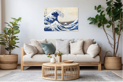 Obraz  Wielka Fala w Kaganawie Katsushika Hokusai Japoński Vintage