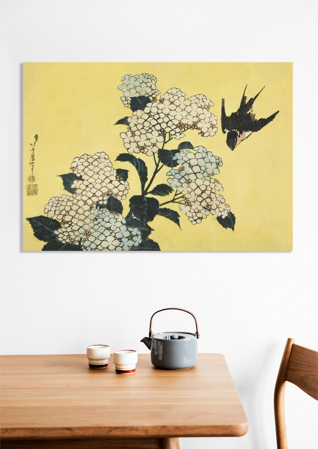 Obraz  Hydrangea and Swallow, Hokusai Japoński Vintage do Salonu