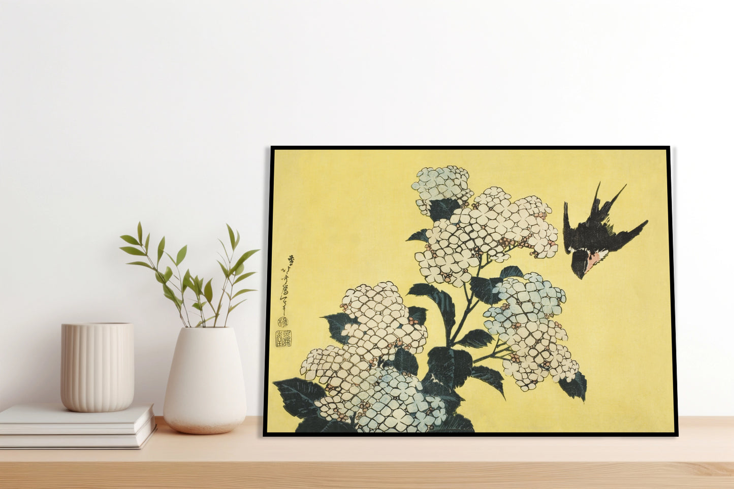 Plakat  Hydrangea and Swallow, Hokusai Japoński Vintage do Salonu
