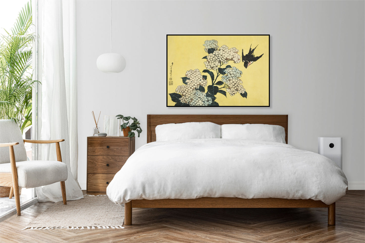 Plakat  Hydrangea and Swallow, Hokusai Japoński Vintage do Salonu