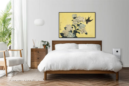Plakat  Hydrangea and Swallow, Hokusai Japoński Vintage do Salonu