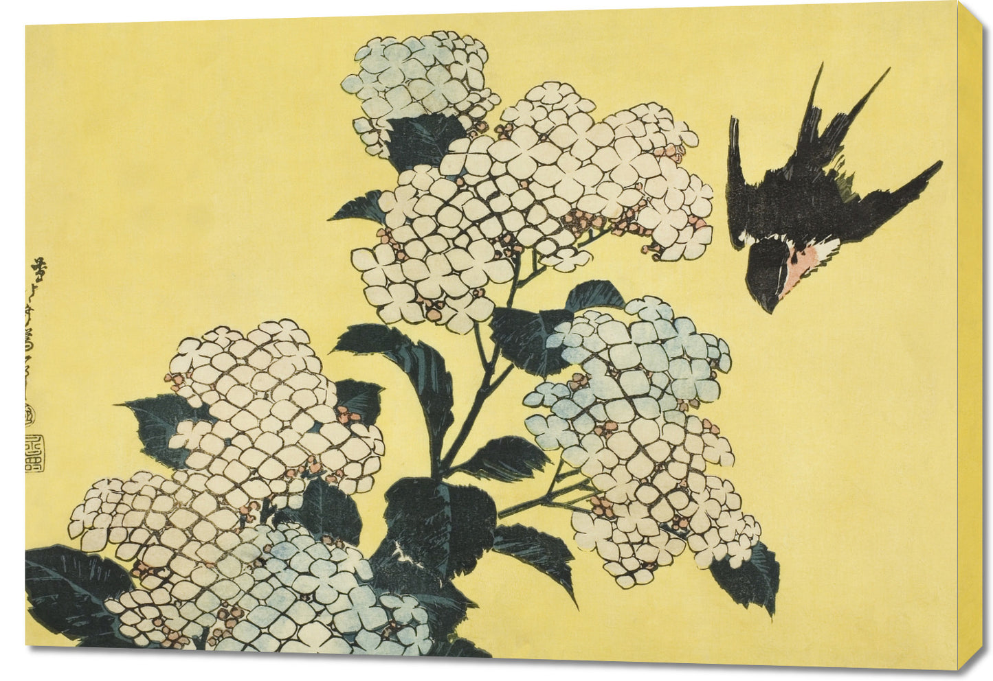 Obraz  Hydrangea and Swallow, Hokusai Japoński Vintage do Salonu