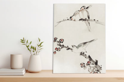 Obraz  Three Birds Perched on Branches, Hokusai Vintage do Salonu