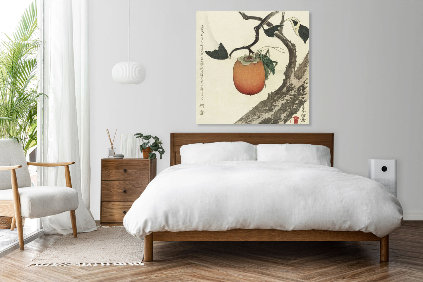 Obraz  Grasshopper and Persimmon, Hokusai Vintage do Salonu