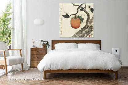 Obraz  Grasshopper and Persimmon, Hokusai Vintage do Salonu