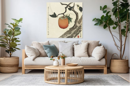 Obraz  Grasshopper and Persimmon, Hokusai Vintage do Salonu