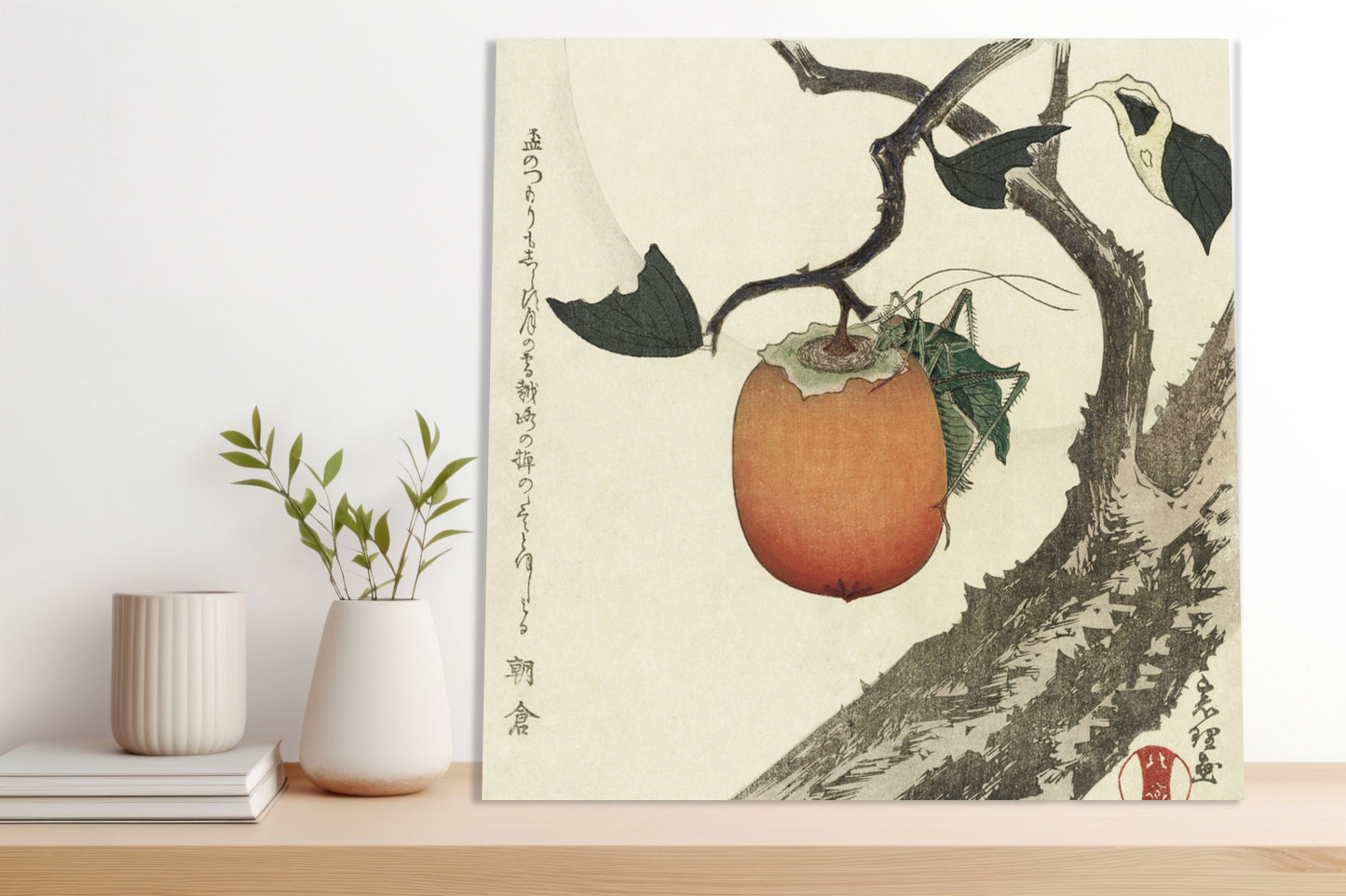 Obraz  Grasshopper and Persimmon, Hokusai Vintage do Salonu