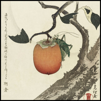 Plakat  Grasshopper and Persimmon, Hokusai Vintage do Salonu