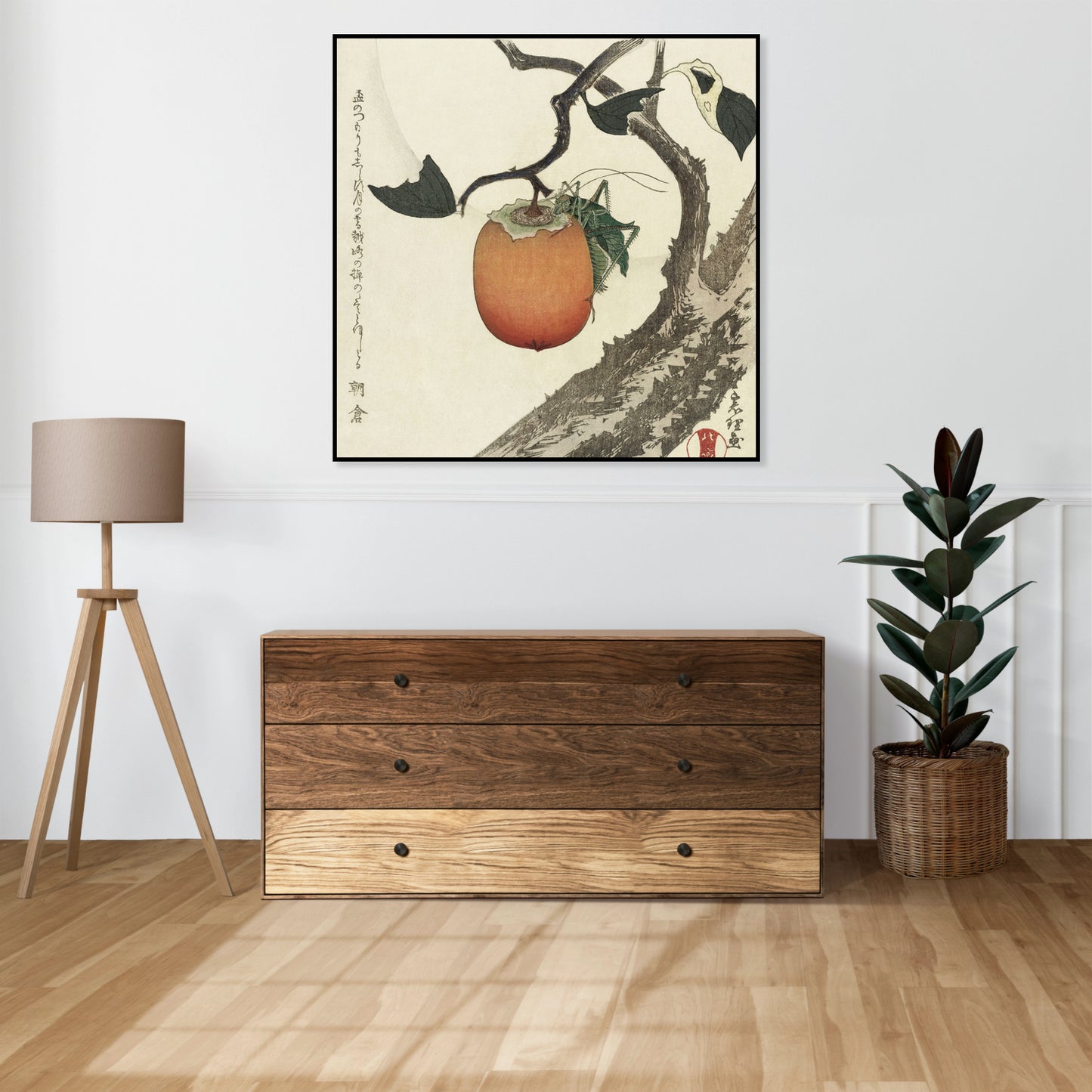 Plakat  Grasshopper and Persimmon, Hokusai Vintage do Salonu
