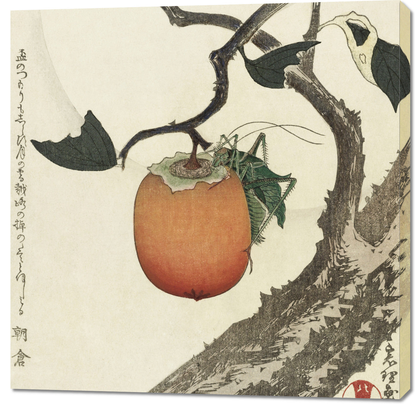Obraz  Grasshopper and Persimmon, Hokusai Vintage do Salonu