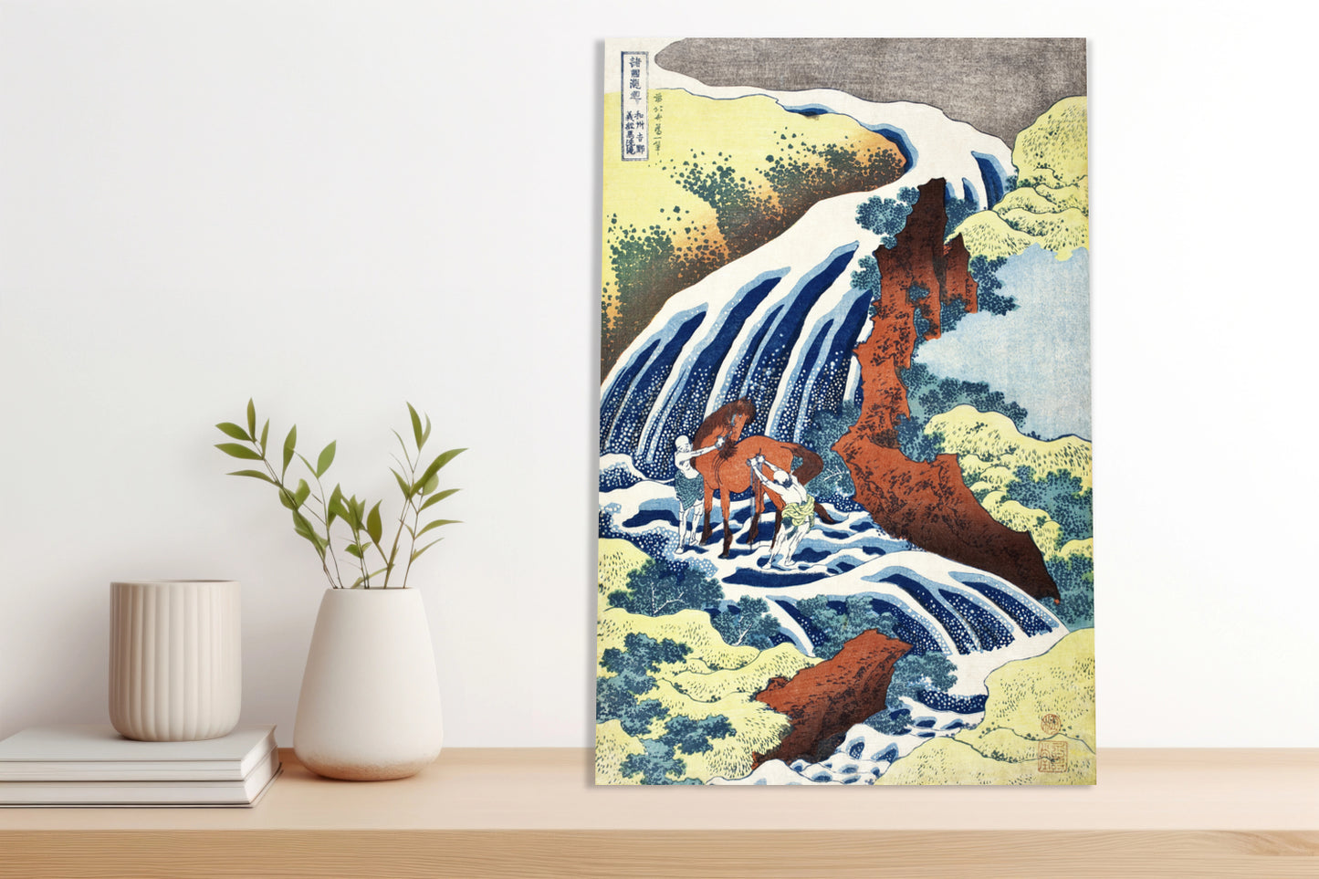Obraz  The Waterfall Where Yoshitsune Washed His Horse, Hokusai