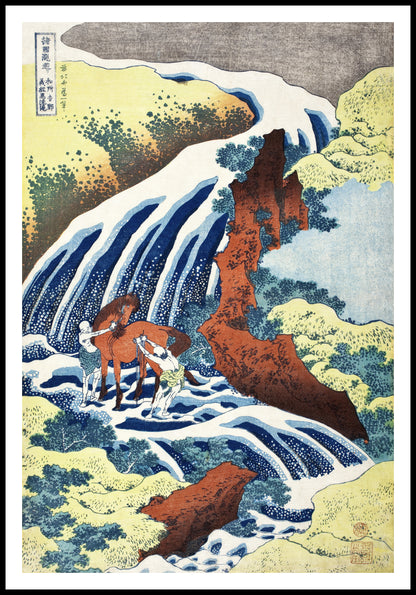 Plakat  The Waterfall Where Yoshitsune Washed His Horse, Hokusai