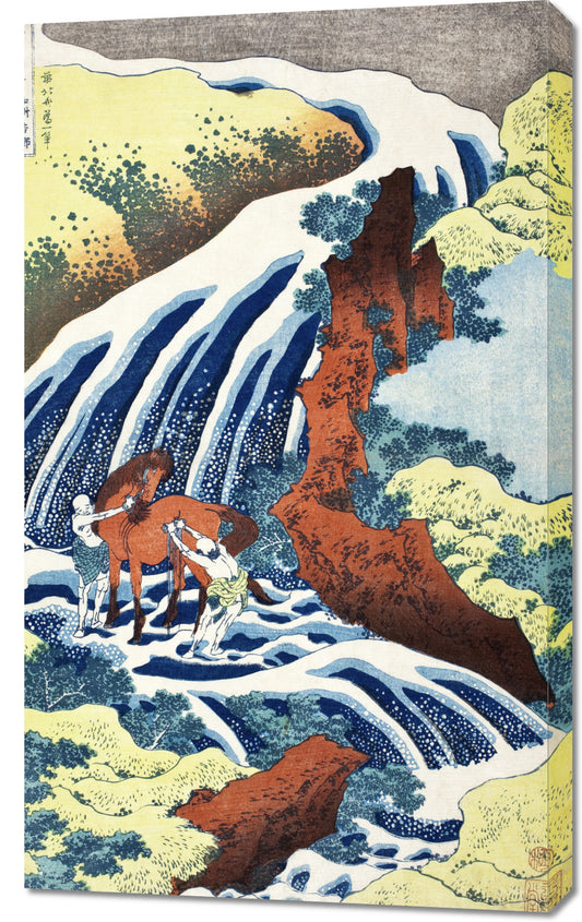 Obraz  The Waterfall Where Yoshitsune Washed His Horse, Hokusai