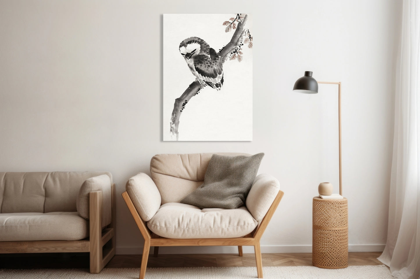 Obraz  Japanese Owl, Hokusai Japoński Vintage do Salonu