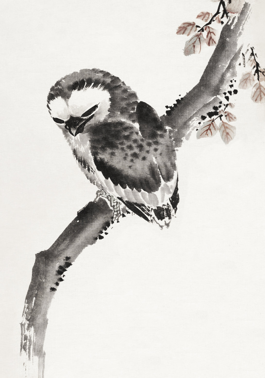 Plakat  Japanese Owl, Hokusai Japoński Vintage do Salonu