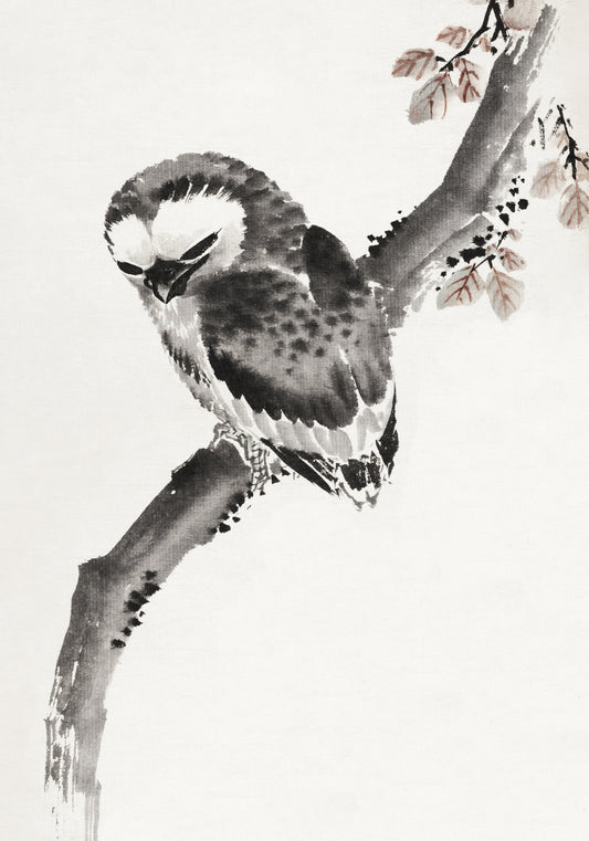 Plakat  Japanese Owl, Hokusai Japoński Vintage do Salonu